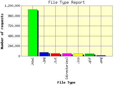 File Type Report: Number of requests by File Type.